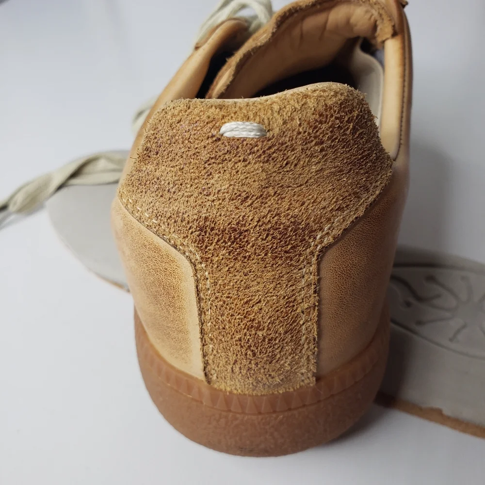 Handmade Leather Burnished Unisex Leather Walking Athleisure Casual Sneaker - Picture 9 of 12